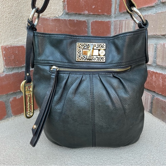B.Makowsky “Jaimie” Black Pebble Leather  Convertible Shoulder/Crossbody Bag - Picture 3 of 12
